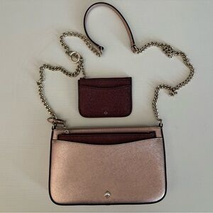 Kate Spade Rose Gold and Glitter Crossbody Bag (3pc)